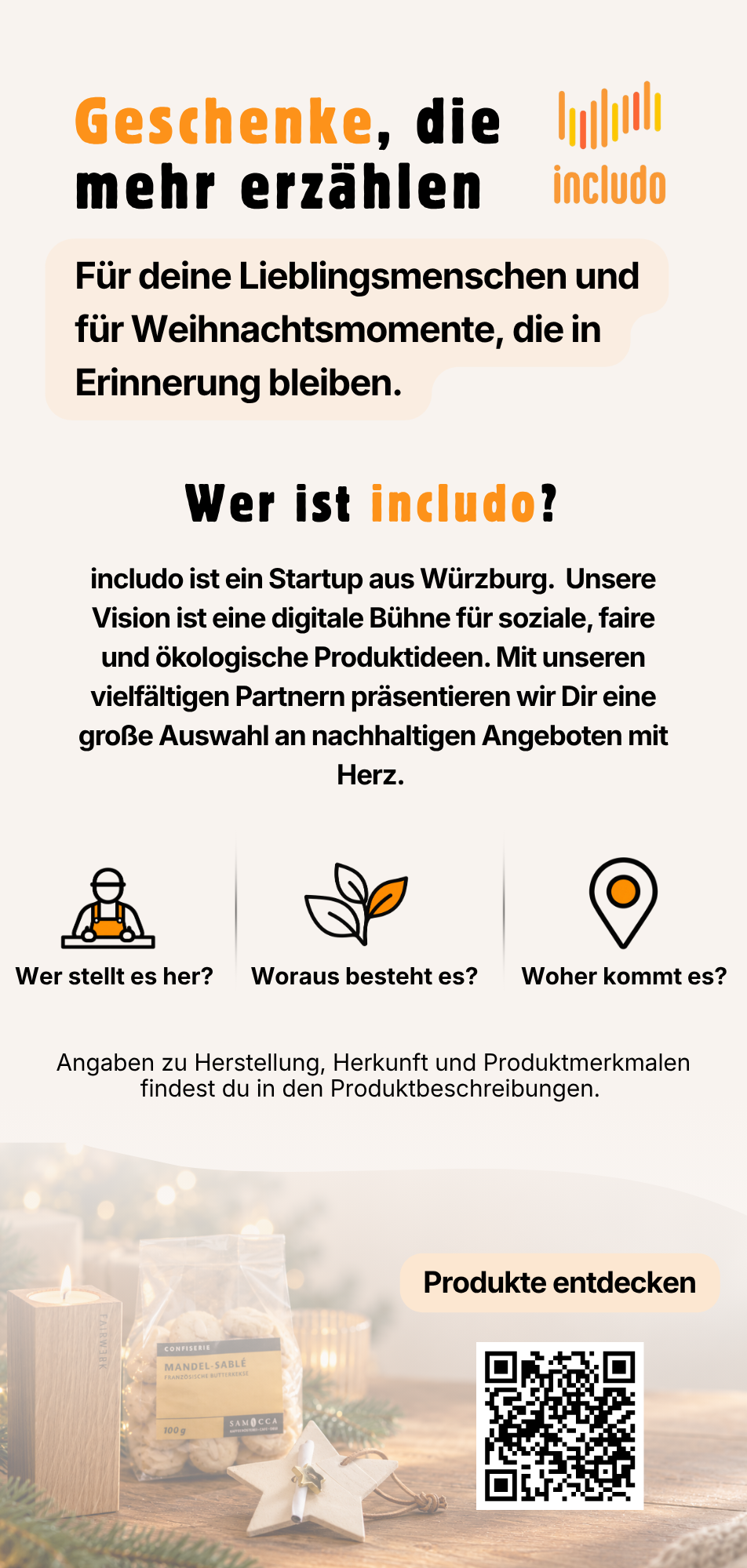 Vorderseite des includo Weihnachtsflyers