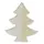 Dekorativer Tannenbaum aus weißem Ton und halber weißer Glasur, halber Glasur mit Schneeflocken
