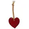 Ein schlichter roter Herzanhänger an Kordelschnur
