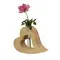 Herzvase aus Holz mit Rose in Glasvase