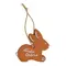 Tonanhänger mit Kordel in Form eines Hasen mit der Aufschrift "Frohe Ostern"