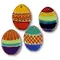 Vier bunt glasierte Ton-Ostereier als Anhänger